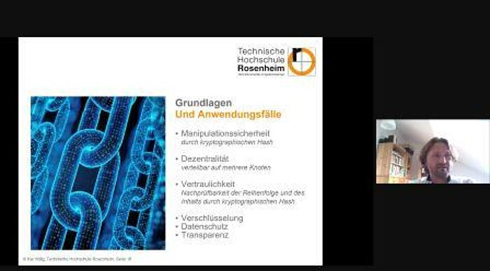 Screenshot des Vortrages von Prof. Dr. Kai Höfig zum Stand der Technologie; mit Anwendungsbeispielen