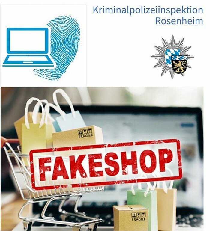 Symbolbild mit der Aufschrift "Fakestore" aus dem Vortrag der Cyberpolizisten.